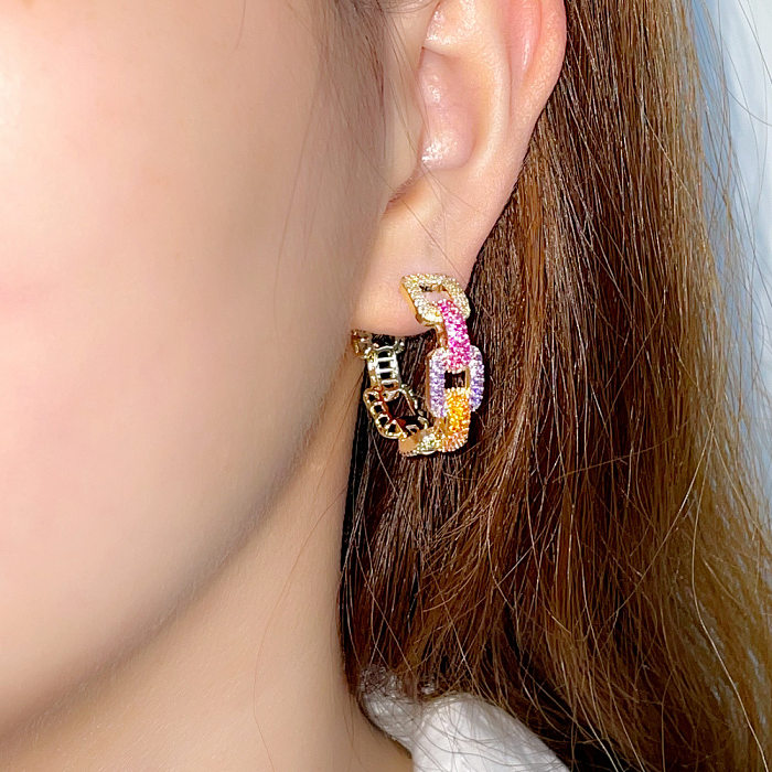1 Pair Luxurious Geometric Plating Inlay Copper Zircon Earrings
