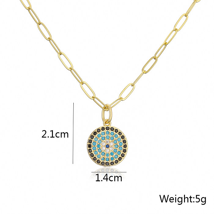 Fashion New Copper Plating 18K Gold Zircon Devil's Eye Pendant Necklace