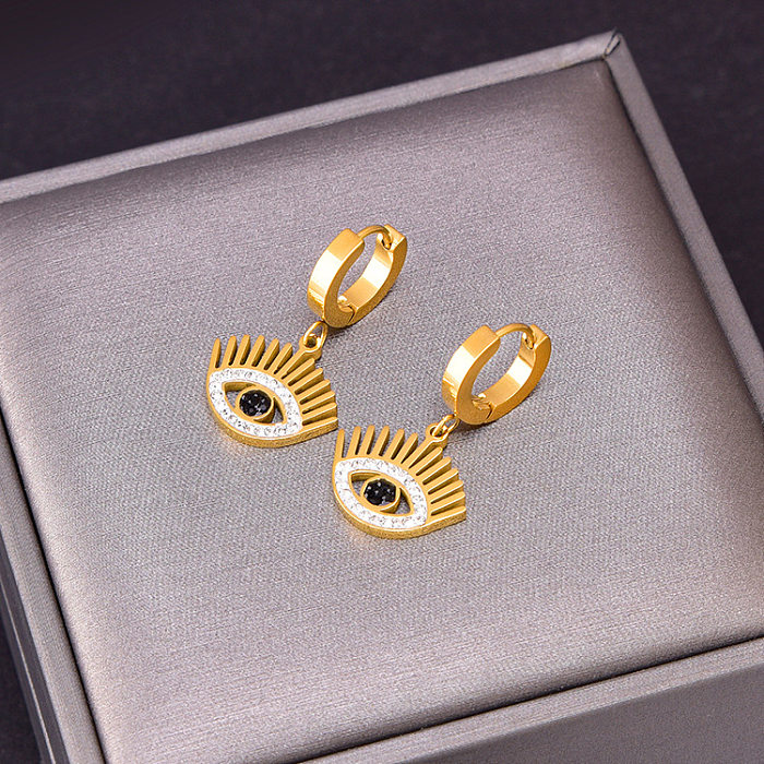 Conjunto de joyería chapado en oro con revestimiento de acero titanio y estrella de ojo de diablo básico