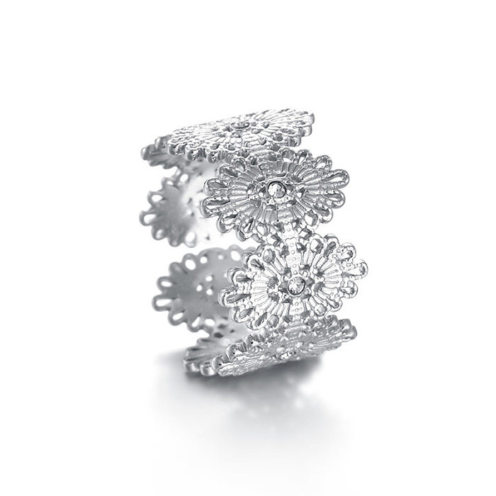أزياء هندسية الفولاذ المقاوم للصدأ حلقة مفتوحة تصفيح الماس الاصطناعي خواتم الفولاذ المقاوم للصدأ
