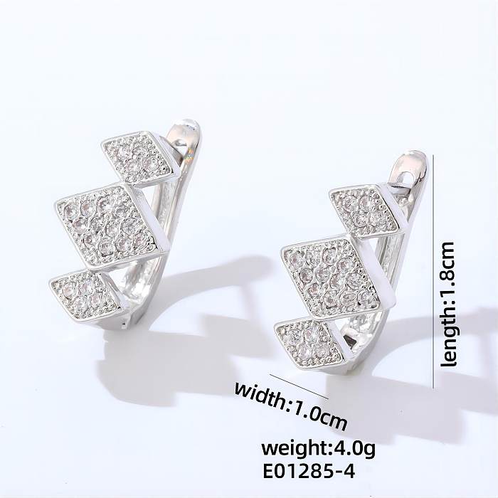 1 Pair Casual Punk Shiny Rhombus Plating Inlay Copper Zircon White Gold Plated Gold Plated Earrings