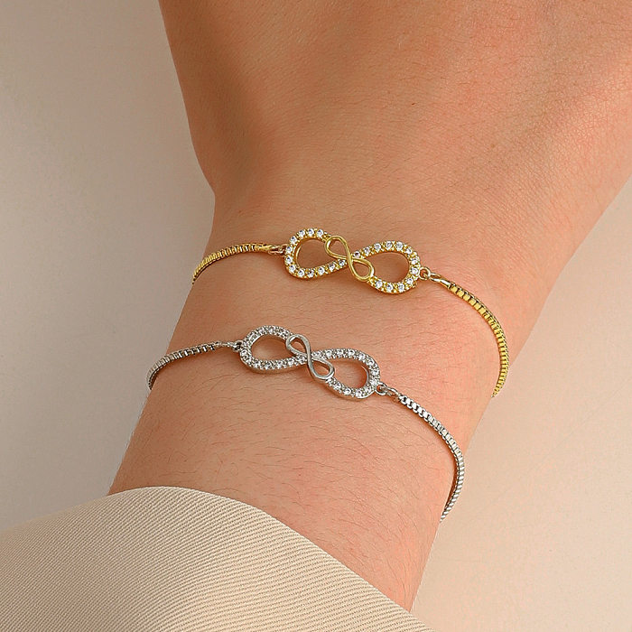 Bracelets en cuivre avec numéro de mode, placage de Bracelets en cuivre Zircon