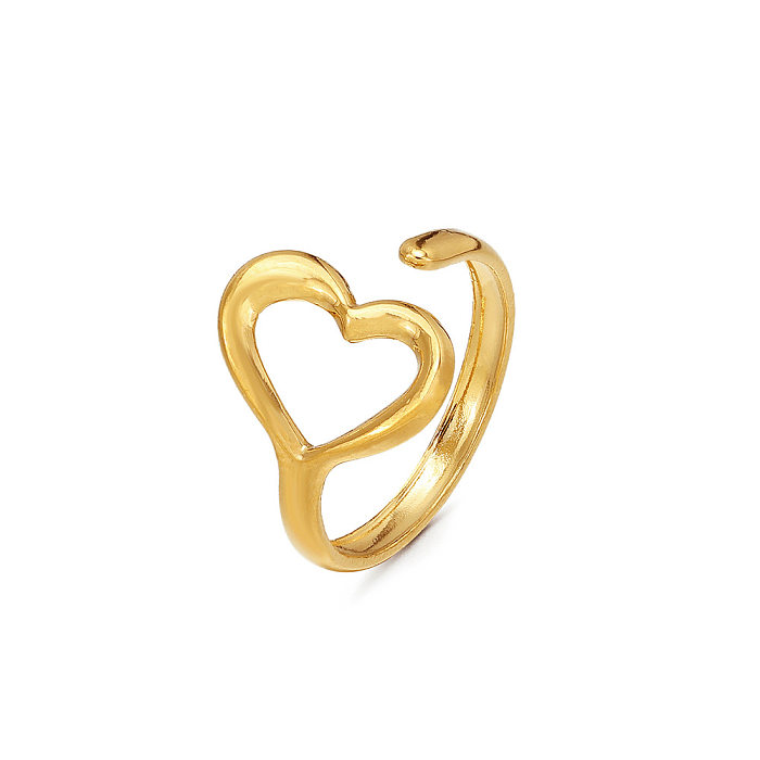 Simple Style Heart Shape Stainless Steel Open Ring In Bulk