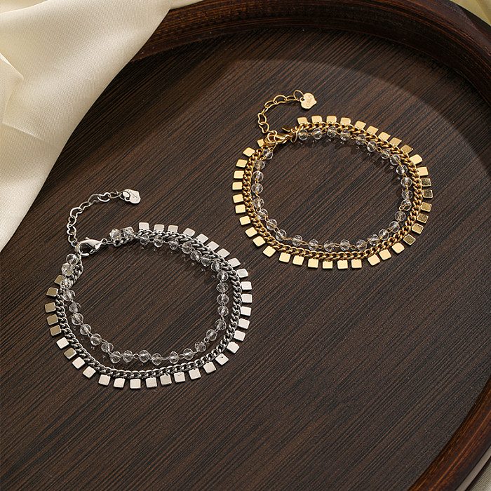 Paillettes de cuivre carrées de style simple plaquant les bracelets plaqués argent plaqués par or 18K