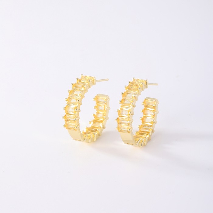 1 Pair Simple Style Circle Plating Inlay Copper Zircon Ear Studs