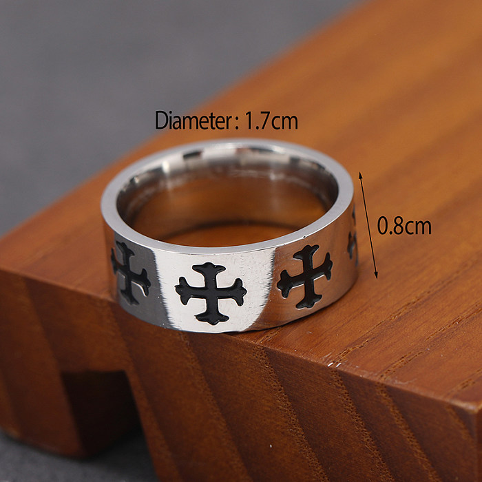 Punk Cross Stainless Steel Wide Band Ring