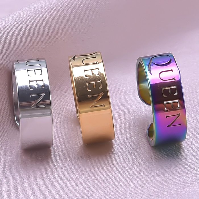 Commute Solid Color Stainless Steel Plating Gold Plated Rings