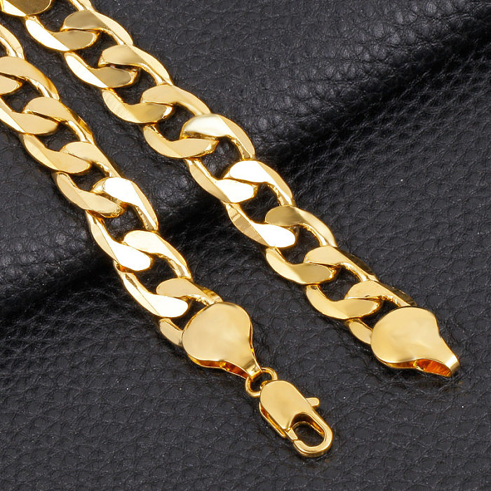 Hip-Hop Retro Solid Color Copper Plating Gold Plated Bracelets
