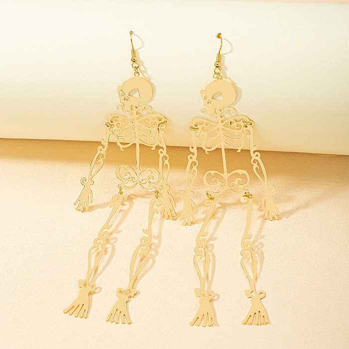 1 paire de boucles d'oreilles pendantes en cuivre plaqué or, Style classique, couleur unie