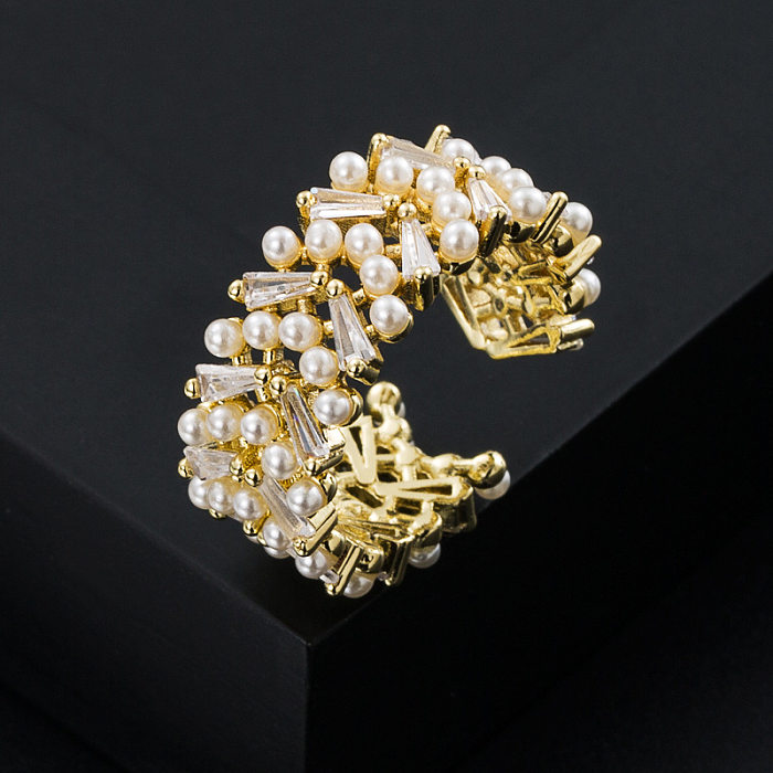 Bague à fleurs en Zircon micro-incrusté, tendance de la mode européenne et américaine, en cuivre plaqué or