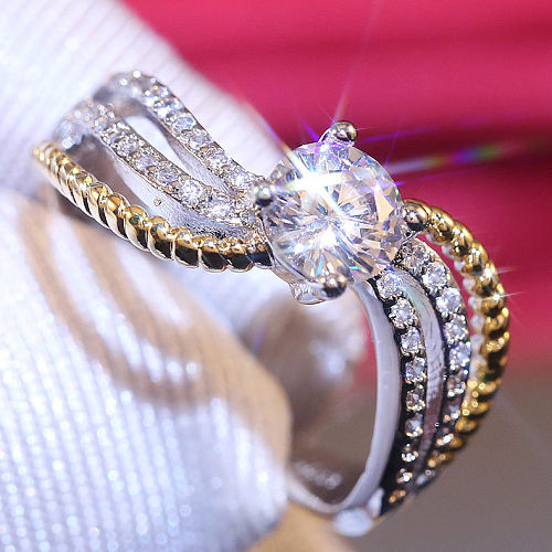 Anéis de pedras preciosas artificiais do embutimento geométrico de cobre do estilo clássico