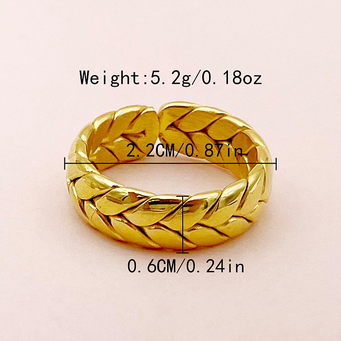Estilo vintage estilo simples torção de aço inoxidável anéis banhados a ouro