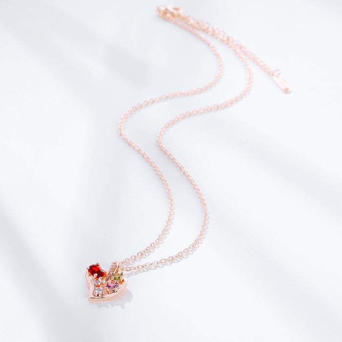 Elegant Lady Simple Style Flower Copper Zircon Pendant Necklace In Bulk