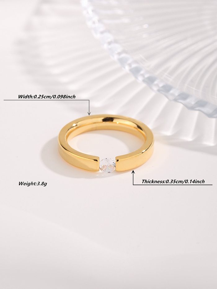 Anéis chapeados ouro do zircão do aço do titânio do círculo moderno ocasional do estilo no volume