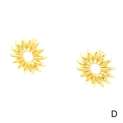 1 Paar schlichte Tropfen-Ohrringe mit Rosen-Blumen-Beschichtung, Kupfer-Zirkon, 18 Karat vergoldet