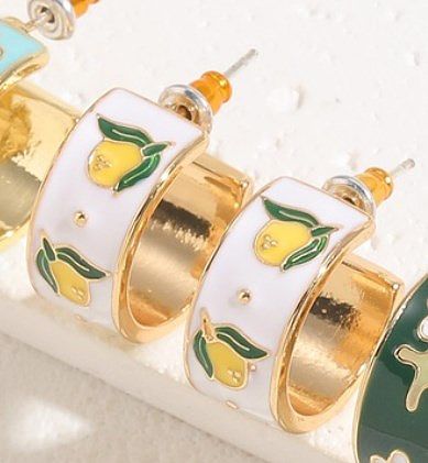 1 Paar elegante, luxuriöse, klassische Ohrringe mit geometrischer Emaillebeschichtung aus Kupfer mit 14-Karat-Vergoldung