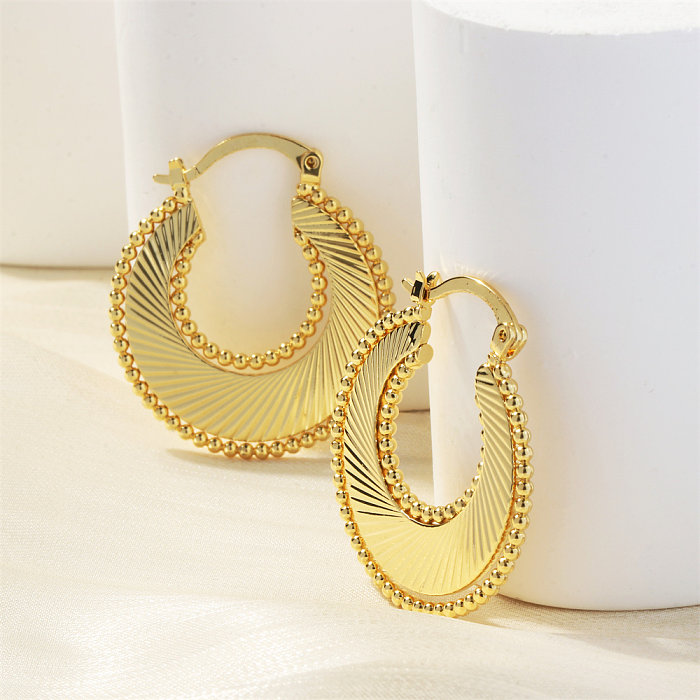 1 paire de boucles d'oreilles en cuivre plaqué or 18 carats, Style classique et Simple