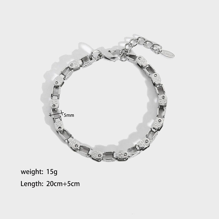 Nordic Style Hip-Hop British Style Solid Color Stainless Steel Polishing Plating Bracelets Necklace