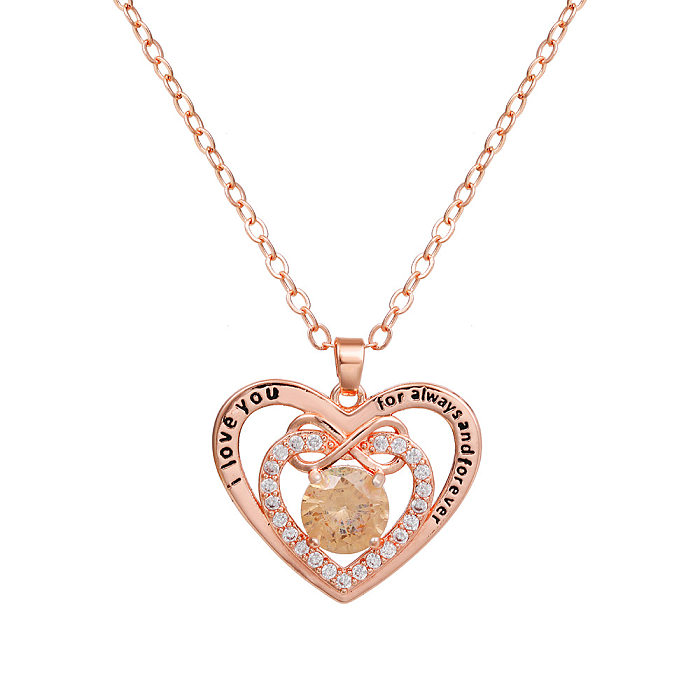 Collier avec pendentif en forme de cœur plaqué cuivre avec pierre de naissance MAMA
