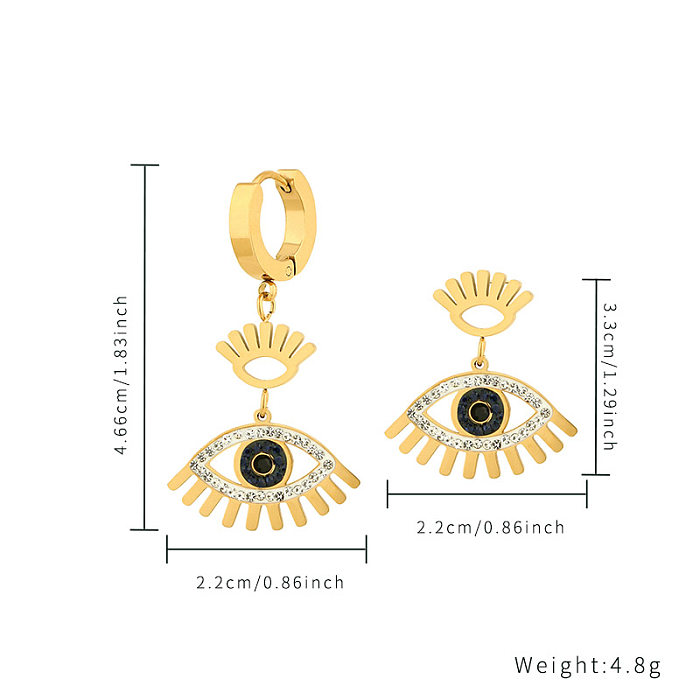 Simple Style Eye Stainless Steel Plating Inlay Zircon Gold Plated Double Layer Necklaces Pendant Necklace