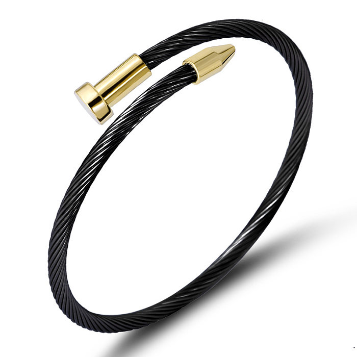Simple Style Solid Color Stainless Steel Twisted Cable Bracelet