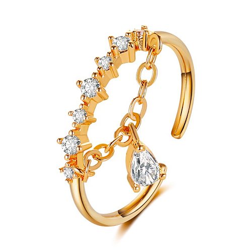 Korean Diamond Zircon Pendant Open Ring