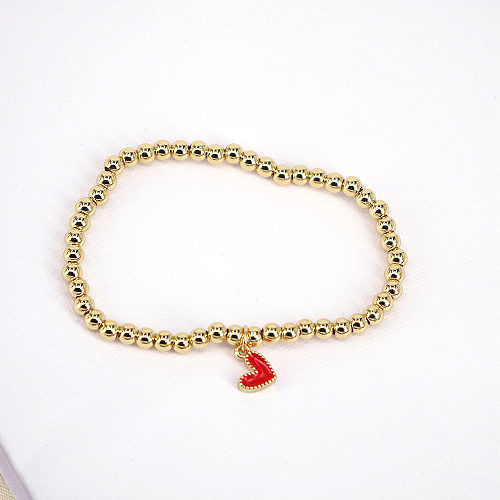 New Wild Gold Ball Beaded Color Oil Drop Heart-shaped Elastic Copper Bracelet