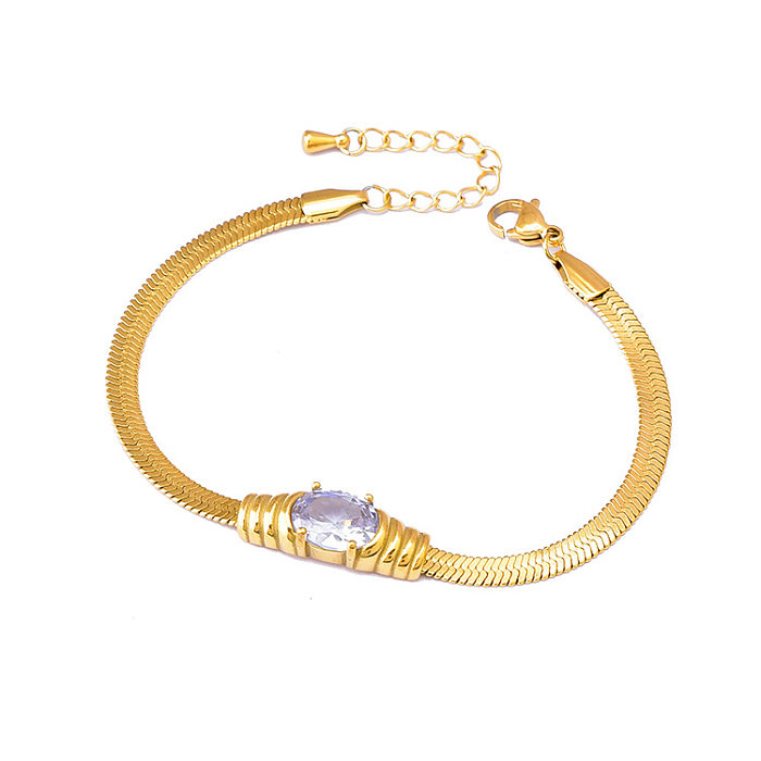 Collier ovale en titane et acier pour femmes, incrustation de bracelets en Zircon, 1 pièce, 2 pièces