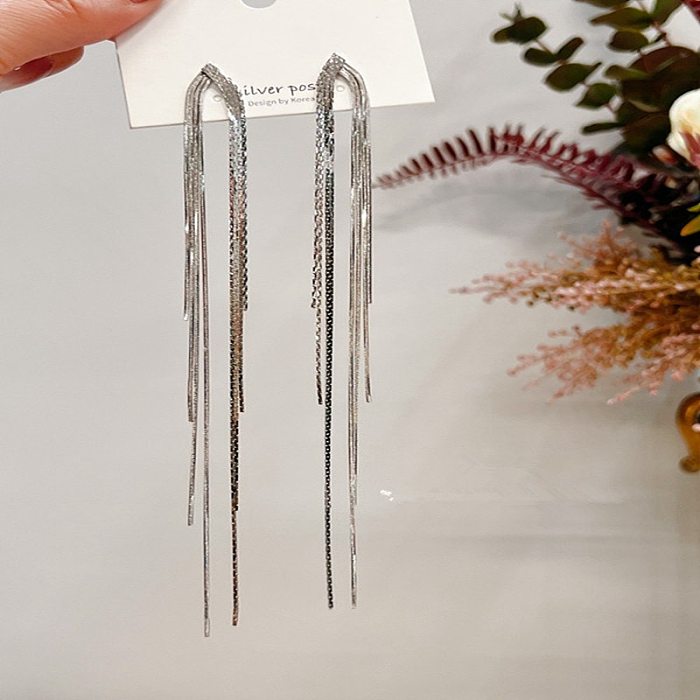 1 Pair Streetwear Tassel Plating Copper Drop Earrings