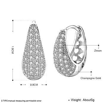 Einfache, ovale Kupfer-Inlay-Zirkon-Ohrringe, 1 Paar