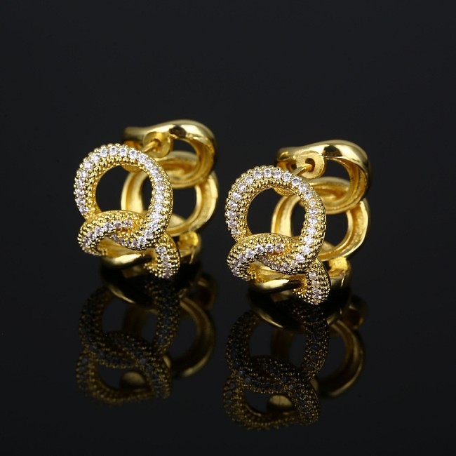 1 Pair Simple Style Irregular Plating Inlay Copper Zircon Earrings