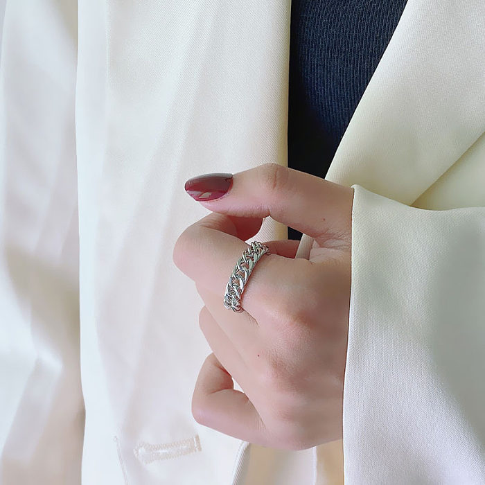 Classic Style Commute Solid Color Titanium Steel Plating 18K Gold Plated Rings