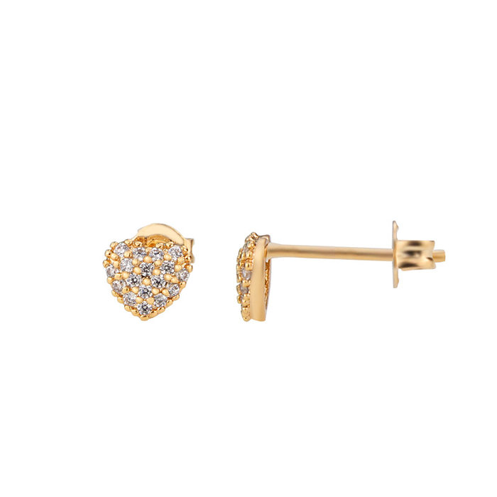 Boucles d'oreilles pendentif en forme de cœur en Zirconium incrusté de mode, ensemble de cuivre, bijoux en gros