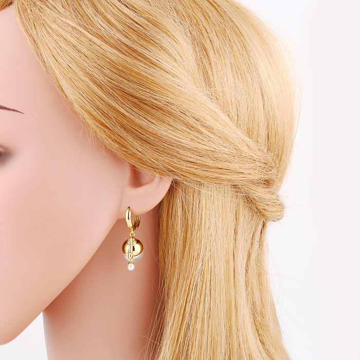 Boucles d'oreilles plaquées or 1 carats, 18 paire, Style Simple, incrustation de placage torsadé, perles artificielles en cuivre et Zircon
