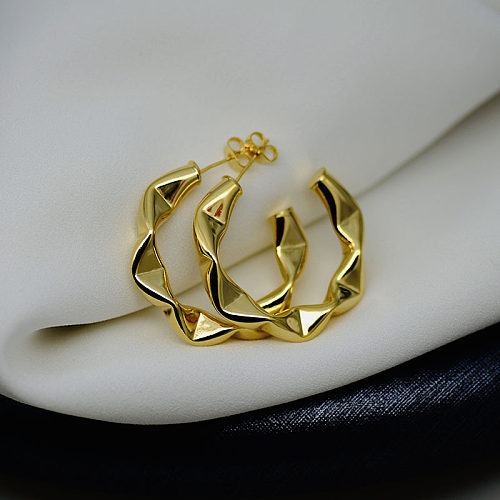 1 Pair Simple Style Solid Color Plating Copper 18K Gold Plated Earrings