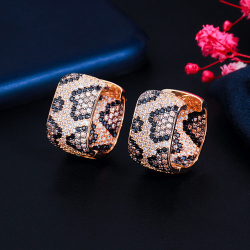 1 Pair Casual Elegant Rock Snakeskin Plating Inlay Copper Zircon Rose Gold Plated White Gold Plated Rhodium Plated Ear Studs