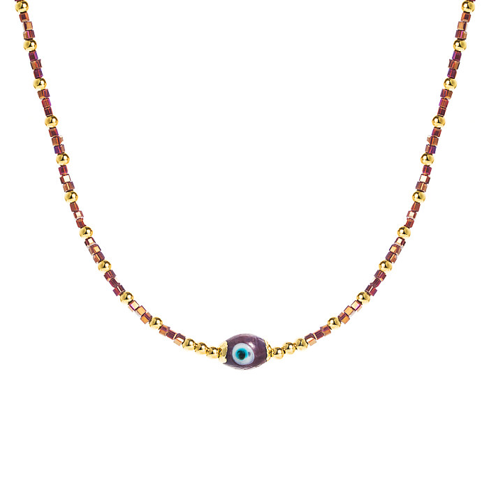 Fashion Devil'S Eye Copper Beaded Enamel Necklace 1 Piece