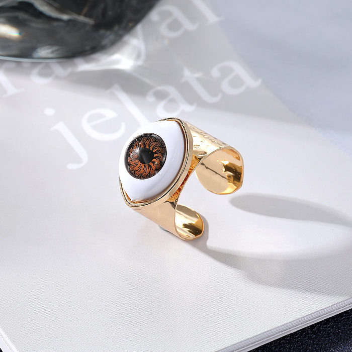 Streetwear Devil'S Eye Alloy Copper Plating Inlay Resin Open Ring