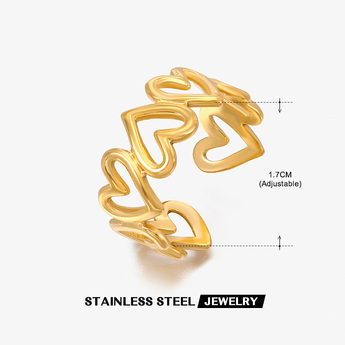 Offener Ring im klassischen Stil in Herzform aus Edelstahl mit 18-Karat-Vergoldung in großen Mengen