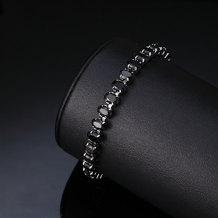 Hip-Hop Vintage Style Rock Horse Eye Copper Plating Inlay Zircon White Gold Plated Bracelets