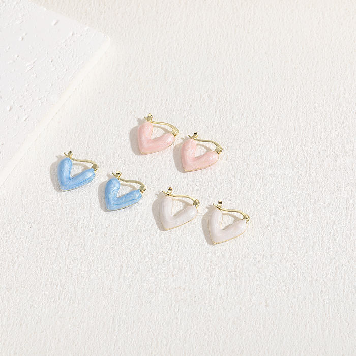 1 Piece Elegant Luxurious Classic Style Heart Shape Asymmetrical Plating Copper 14K Gold Plated Hoop Earrings