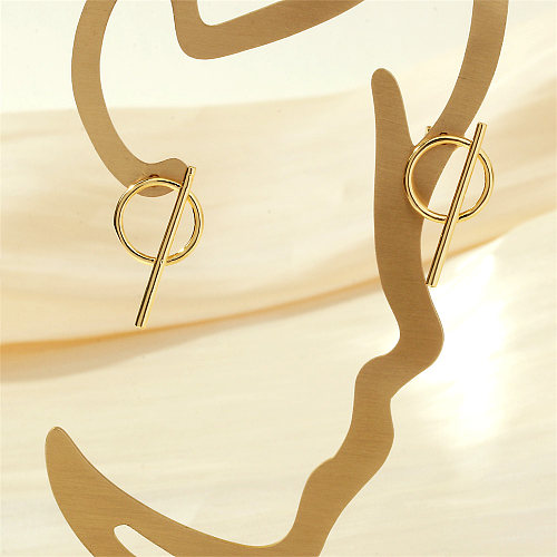 1 paire de boucles d'oreilles pendantes en cuivre plaqué or 18 carats, Style Punk Simple, rond