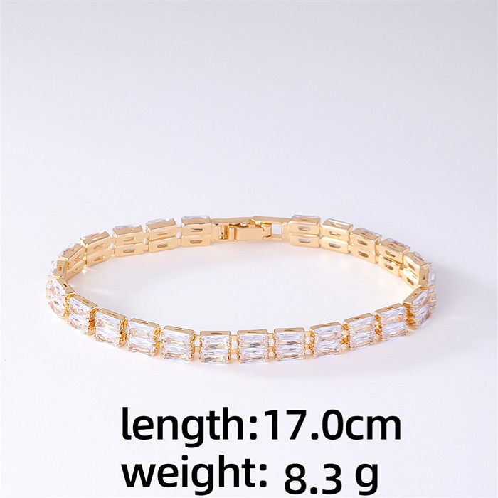 Simple Style Korean Style Square Copper Plating Inlay Zircon Bracelets