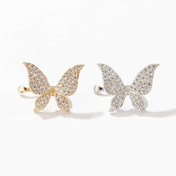 Simple Style Butterfly Copper Plating Zircon Ear Clips 1 Piece