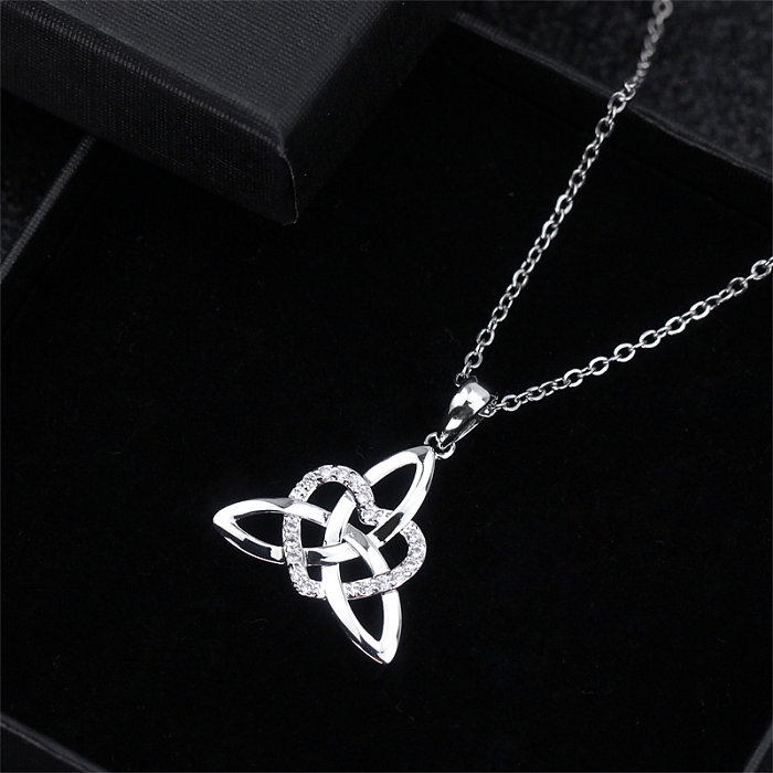 Casual Simple Style Heart Shape Stainless Steel Titanium Steel Copper Polishing Plating White Gold Plated Pendant Necklace