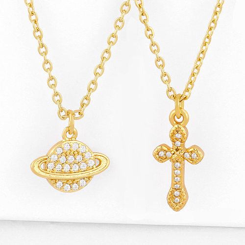 Cross Necklace Korean Planet Diamond Pendant Necklace Yiwu jewelry New Accessories Wholesale