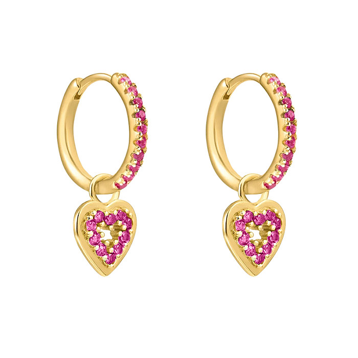 1 Pair Lady Heart Shape Plating Inlay Copper Zircon White Gold Plated Gold Plated Drop Earrings