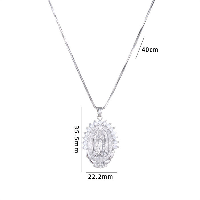 Lady Human Titanium Steel Copper Artificial Pearls Zircon Pendant Necklace In Bulk