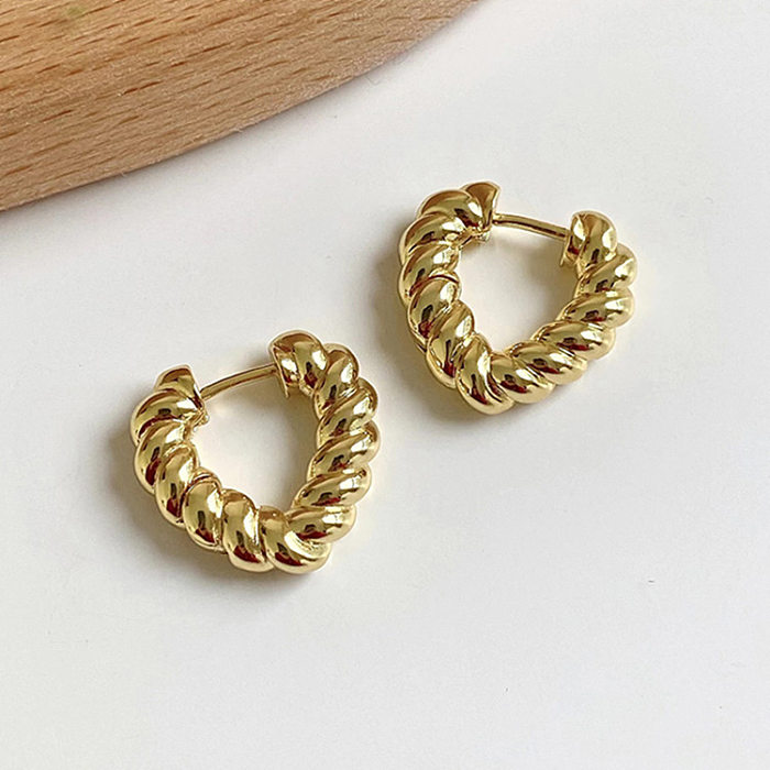 1 Pair Casual Korean Style Heart Shape Plating Copper Earrings