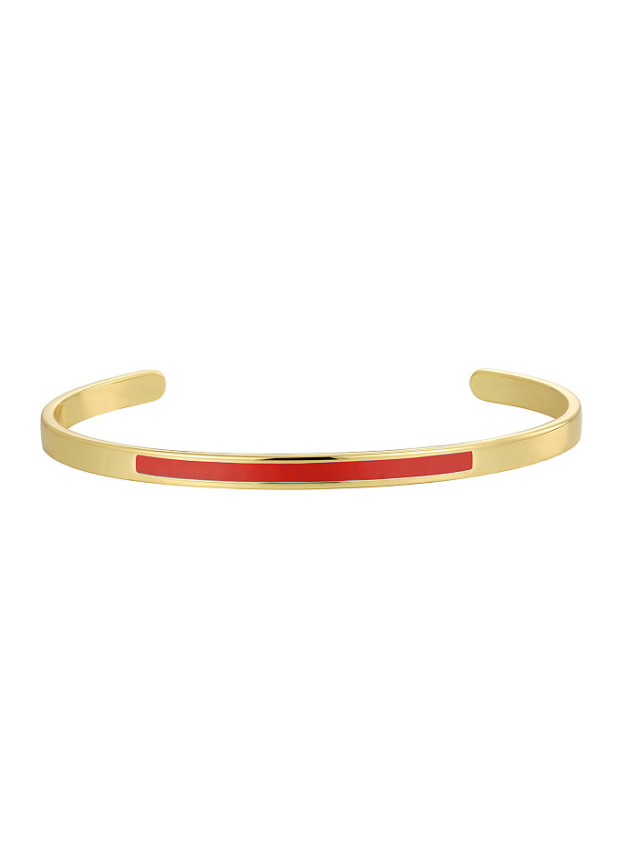 Émail de cuivre de couleur solide de style simple plaquant les bracelets plaqués par or 18K de manchette